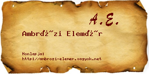 Ambrózi Elemér névjegykártya